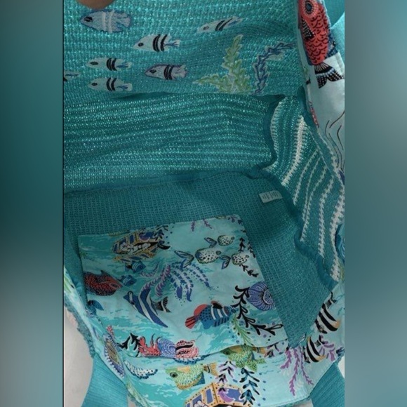 Vera Bradley Straw Tote Bag Antilles Treasure Beach Sea Theme NWT - Picture 5 of 5